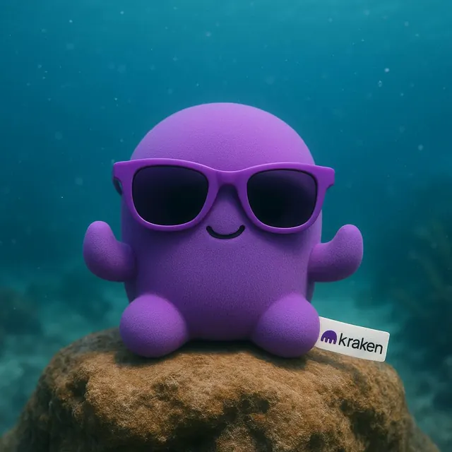 Beast wearing purple sunglasses on an underwater rock