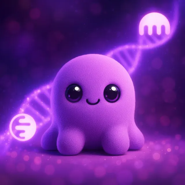 Beast between glowing Ink and Kraken symbols linked by a DNA strand