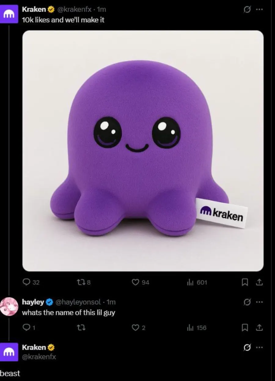 Kraken's post promising to make a Beast plushie after ten thousand likes