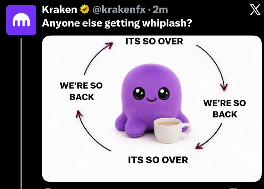 Beast in Kraken's so over and so back meme