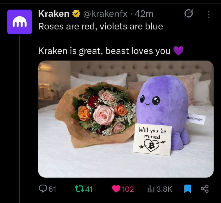 Beast holding roses in Kraken's Valentine's Day post